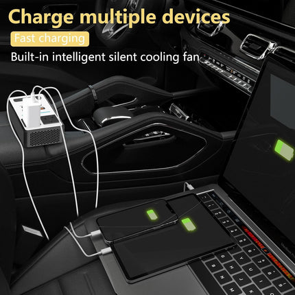200W Car Power Inverter with AC Outlet, USB-C and Dual USB Charging