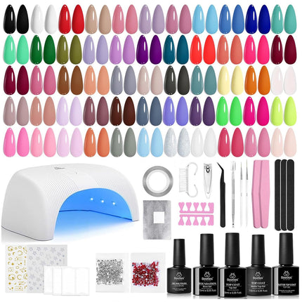 GlowEssence EsenciaLuz Beetles Gel Nail Polish Kit with U V Light - 80Pcs Color Enchantment 55 — Beauty & Self-Care