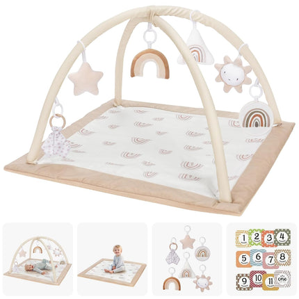 Washable Tummy Time Baby Play Gym with Toys and Milestone Cards