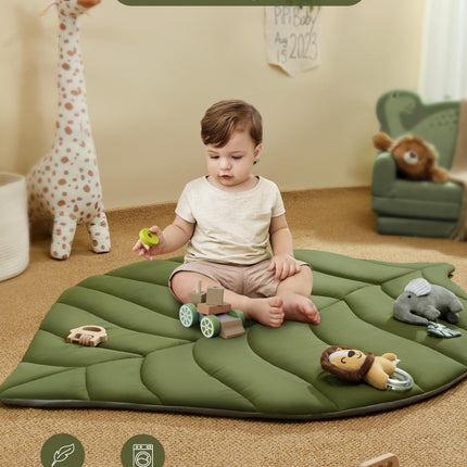 Oversize Leaf Shaped Baby Play Gym & Activity Mat with 6 Detachable Toys