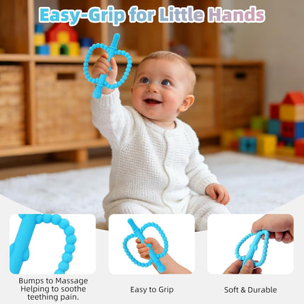 Hollow Teether Tube 3 Pack Apple Shape Chew Straw Sensory Toy