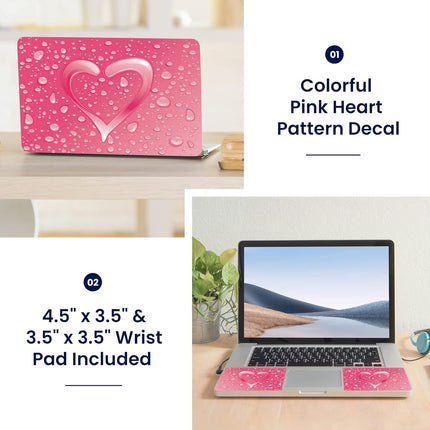 17-17.3 Inch Laptop Skin Cover with Colorful Pink Heart Pattern and 2 Wrist Pads