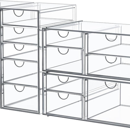 Clear 16-Drawer Desktop Makeup & Office Organizer Set