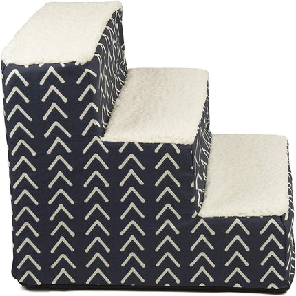 3-Step Portable Pet Stairs with Washable Navy Cover