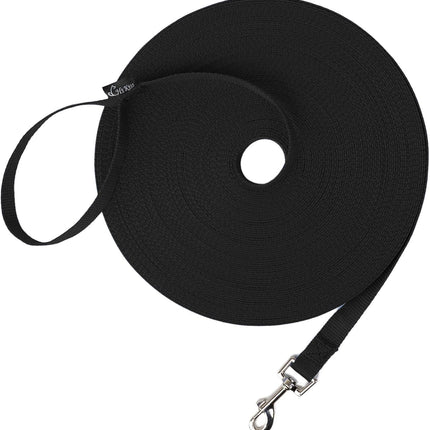 Black 20 ft Dog and Puppy Recall Training Leash