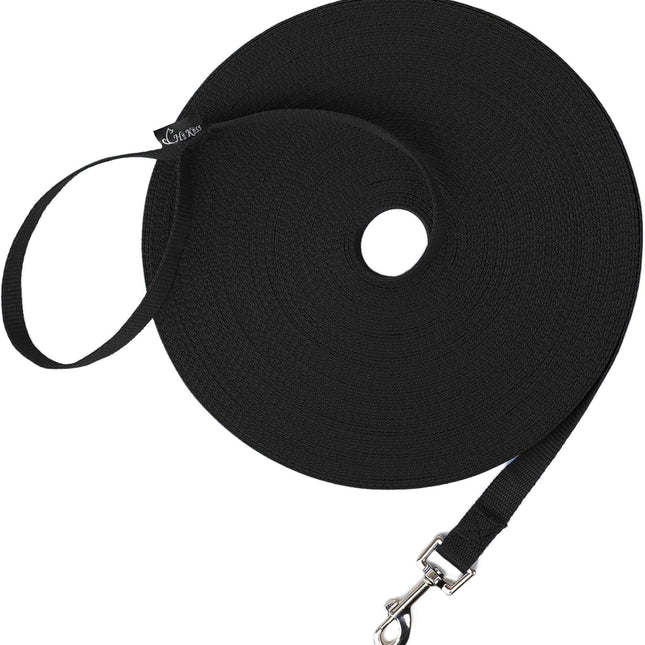 Black 20 ft Dog and Puppy Recall Training Leash