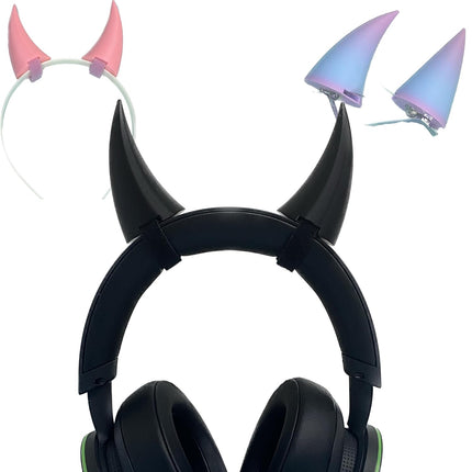 SourceToHome FuenteACasa 2x demon horns for Headset/Cosplay - Made In USA -16 Colors Combos (Black) — Home & Lifestyle