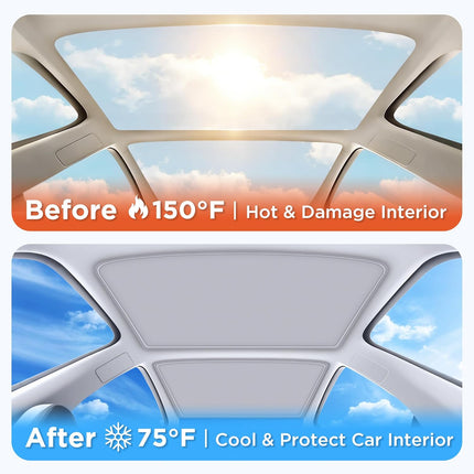 2026 Upgraded Beige Glass Roof Sunshade for 2022-2026 Model 3