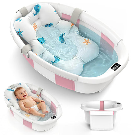 Collapsible Baby Bathtub for Newborns to Toddlers, Pink