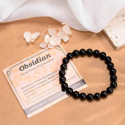 Black Obsidian 4mm Stretch Yoga Bracelet