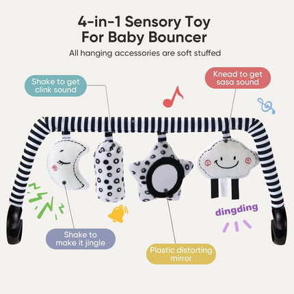 Baby Bouncer Toy Bar with 4 Hanging Sensory Toys