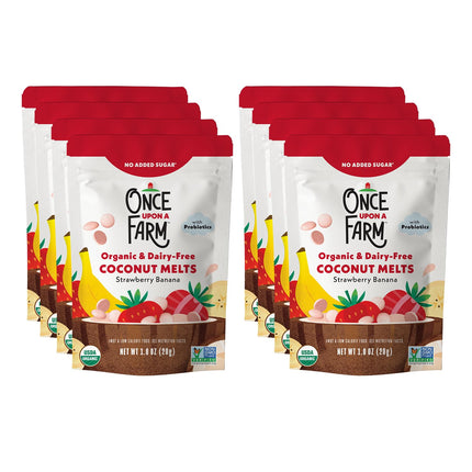 Organic Strawberry Banana Coconut Melts with Probiotics, 1 oz Pack of 8