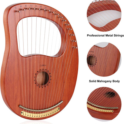 16-String Lyre Harp with Bag and Tuning Wrench