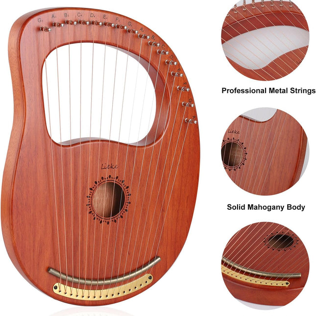 16-String Lyre Harp with Bag and Tuning Wrench