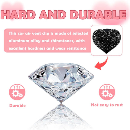 4PCS Heart-Shaped Rhinestone Car Vent Clips