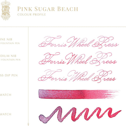 Pink Sugar Beach Hot Pink Fountain Pen Ink with Electric Blue Shimmer, 38ml Bottle
