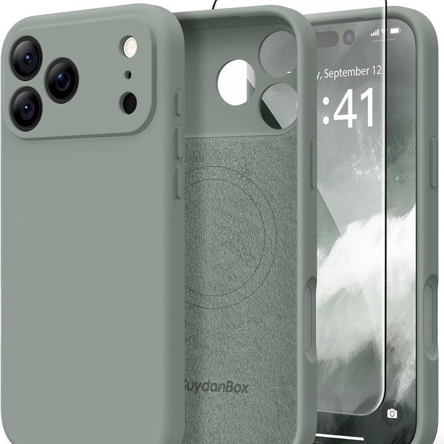 Calke Green Magnetic Silicone Case for 17 Pro Max 6.9-Inch Phone