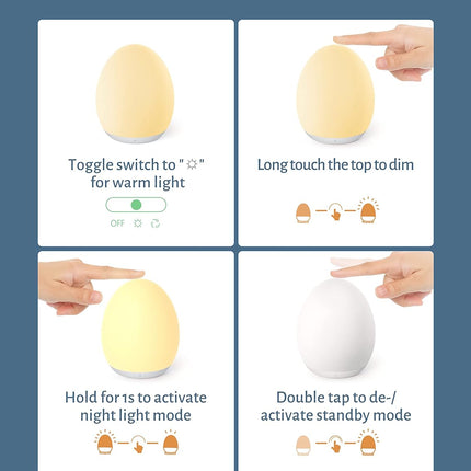 Rechargeable Egg Night Light for Kids and Nursery