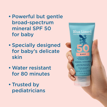 Baby Mineral Sunscreen SPF 50+, Fragrance Free, 3 oz Tube