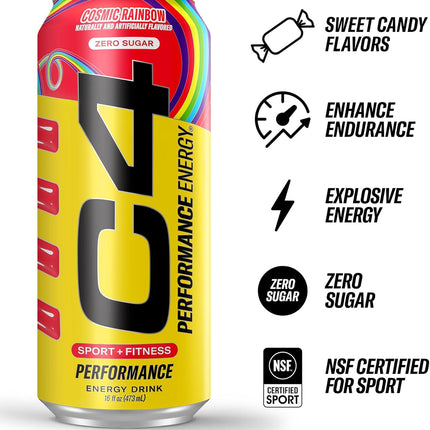VitalEdge FiloVital C4 Performance Energy Drink Cosmic Rainbow, Zero Sugar Carbonated Preworkout — Fitness & Training
