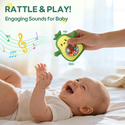 Avocado Baby Teething Mitten with Rattle