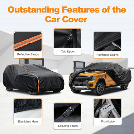 Waterproof All-Weather Full Car Cover with Zipper Door