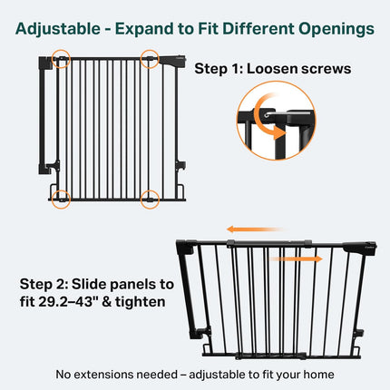 LittleNest NidoPequeño Cumbor 29.2–43" Baby Gate for Stairs, Hardware Mounted (Drill Required) — Baby & Toddler
