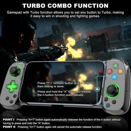Wireless Mobile Gaming Controller with Phone Case Support