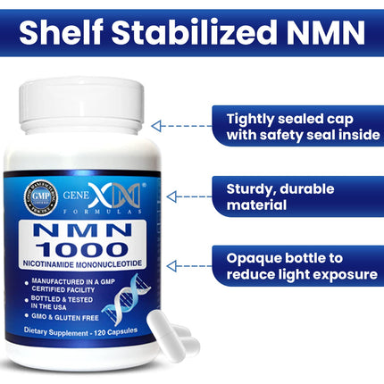 Genex Formulas NMN 1000mg NAD+ Booster 120 capsules packaging detail