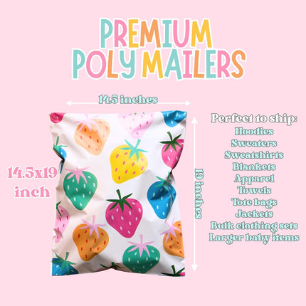 14.5x19 Colorful and Stylish 50 Pack Poly Mailer Bags with Unique Designs