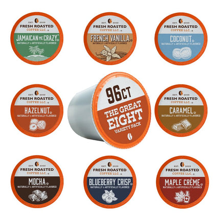 The Great Eight Flavored Coffee Pod Variety Pack, Medium Roast, 96 Count