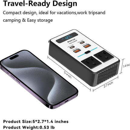 200W Car Power Inverter with AC Outlet, USB-C and Dual USB Charging