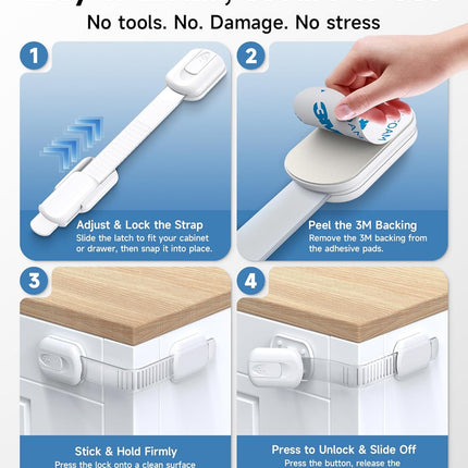 LittleNest NidoPequeño Infinno 12 Pack Cabinet Locks Baby Proofing Heavy Duty — Baby & Toddler