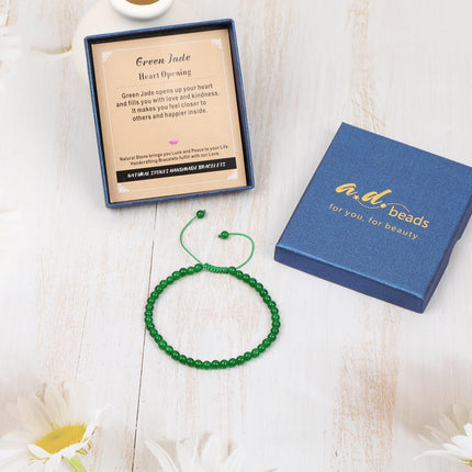 4mm Green Jade Adjustable Macrame Bracelet