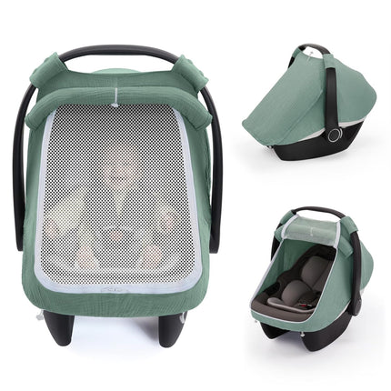 Roman Green Baby Car Seat Cover with Mesh Window