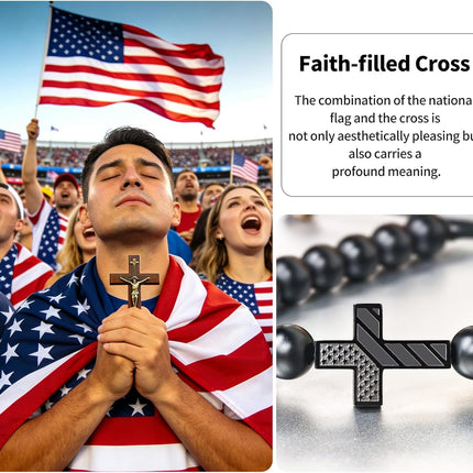 SourceToHome FuenteACasa Soccer/Baseball/Basketball/Football Cross Bracelet for Men Boys US Flag — Home & Lifestyle