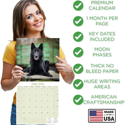 German Shepherd 2026 2027 Wall Calendar, 16-Month Academic Year