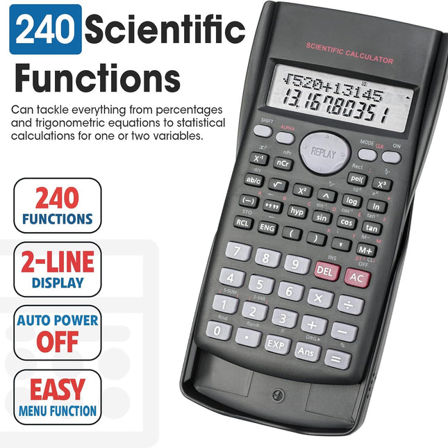 2 Pack Scientific Calculators with 2-Line Large Screen Display