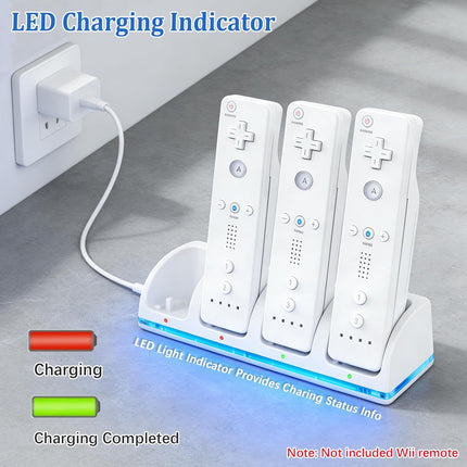 NexWave OndaNex 4-in-1 Wii Remote Charging Station with 4X 2800mAh Rechargeable Batteries & — Smart Tech