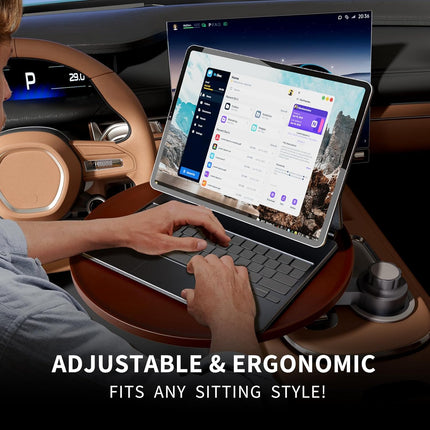 360° Rotating Wood Cup Holder Car Tray & Laptop Desk