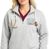 Custom Name Nurse Embroidered Quarter-Zip Sweatshirt with Title - Style 9