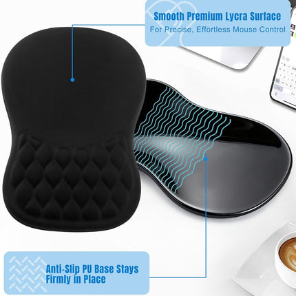 Ergonomic Mouse Pad with Wrist Rest, Black Memory Foam Support