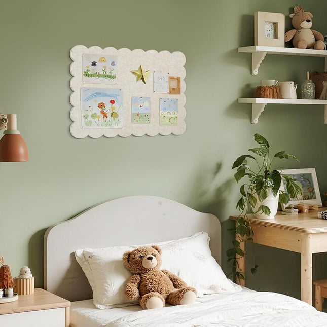 Scalloped Felt Bulletin Board, 24 x 18 Inches, Oatmeal