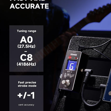 Chromatic Guitar Tuner Pedal with Pitch Indicator for Electric Guitar and Bass