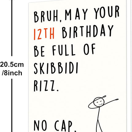 12th Birthday Card with Funny Teen Slang Design