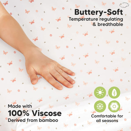 Pack and Play Fitted Sheets - 2-Pack Mini Crib Sheets, Butterflies