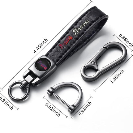 Genuine Leather Baseball Key Chain in Black