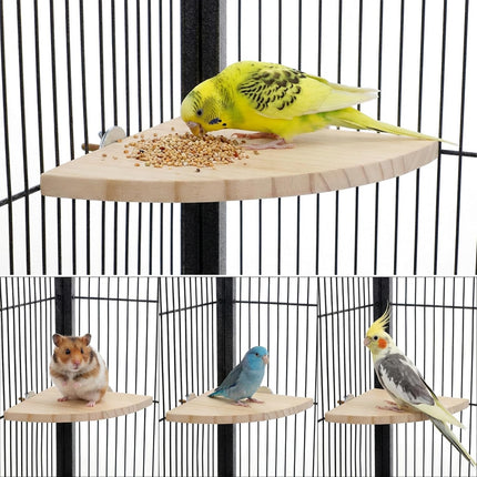 PawHaven RefugioPata 6.7 Inch Fan-Shaped Perch Bird Platform, Natural Wood Flat Perches — Pet Supplies