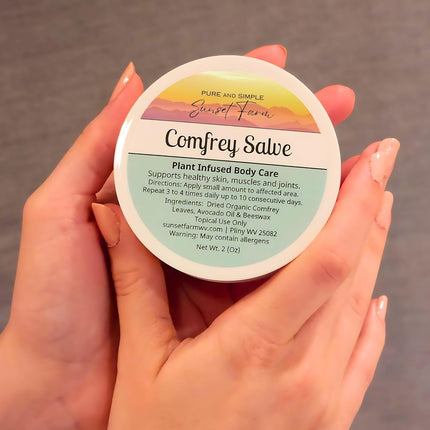 Comfrey Salve, Organic Non-GMO Herbal Balm, 2 oz Jar