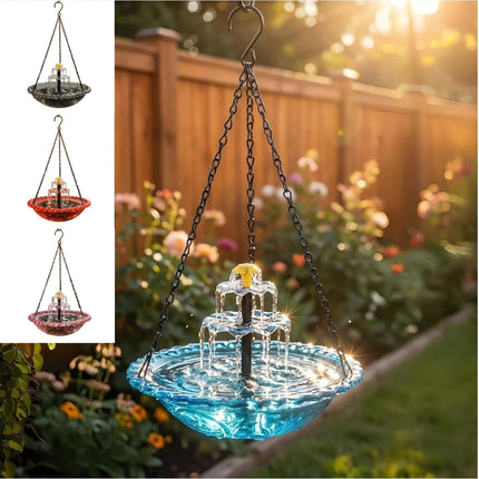 2026 Solar Cascade Hanging Bird Bath Fountain - Blue 3-Layer Outdoor Water Feature